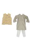Fayon Kids_Yellow Printed Nehru Jacket And Kurta Set For Boys_at_Aza_Fashions