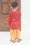 Shop_Fayon Kids_Red Cotton, Silk Sequins, Lace Printed Kurta And Dhoti Pant Set _at_Aza_Fashions