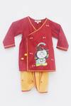 Fayon Kids_Red Cotton, Silk Sequins, Lace Printed Kurta And Dhoti Pant Set _Online_at_Aza_Fashions