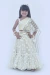 Buy_Fayon Kids_Green Net Pearls, Applique Embroidered Lehenga Set _at_Aza_Fashions