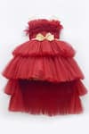Buy_Fayon Kids_Maroon Net Bows Frill Dress _at_Aza_Fashions