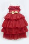 Shop_Fayon Kids_Maroon Net Bows Frill Dress _at_Aza_Fashions