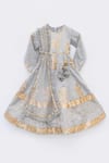 Buy_Fayon Kids_Grey Net Tassels, Glitter Embroidered Anarkali With Attached Dupatta _at_Aza_Fashions