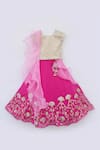 Buy_FAYON KIDS_Gold Net Silk Lehenga Set _at_Aza_Fashions