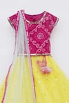 Fayon Kids_Yellow Cotton, Net Sequins, Zari, Tassels Printed Lehenga Set _Online_at_Aza_Fashions