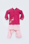 Buy_Fayon Kids_Pink Embroidered Jacket And Kurta Set For Boys_at_Aza_Fashions