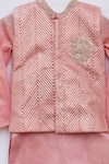 Buy_Fayon Kids_Peach Embroidered Nehru Jacket And Kurta Set For Boys_Online_at_Aza_Fashions