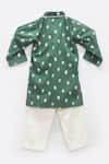 Shop_Fayon Kids_Green , Satin Printed Kurta Set _at_Aza_Fashions
