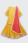 Shop_Fayon Kids_Yellow Cotton, Georgette Lace, Tassels Printed Kurta And Sharara Pant Set_at_Aza_Fashions
