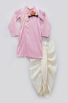 Fayon Kids_Pink Cotton, Silk Printed Kurta And Dhoti Pant Set _Online_at_Aza_Fashions
