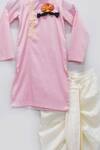 Buy_Fayon Kids_Pink Cotton, Silk Printed Kurta And Dhoti Pant Set _Online_at_Aza_Fashions
