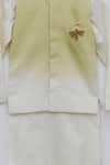 Buy_Fayon Kids_White Cotton, Silk Brooches Green And Kurta Set With Nehru Jacket _Online_at_Aza_Fashions