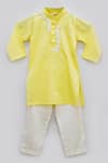 Buy_Fayon Kids_Yellow Cotton, Silk Embroidery Kurta Set _at_Aza_Fashions