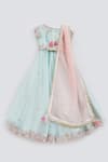 Shop_FAYON KIDS_Blue Organza Embellished Lehenga Set_at_Aza_Fashions