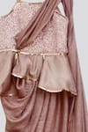 FAYON KIDS_Brown Na Embellished Shimmer Draped Saree Gown_Online_at_Aza_Fashions