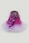 Fayon Kids_Purple Net Bows, Ruffles Shimmer Gown _Online_at_Aza_Fashions