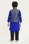 Shop_Fayon Kids_Blue Cotton Sequins, Embroidery Embellished Kurta And Nehru Jacket Set _at_Aza_Fashions