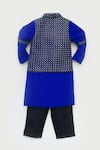 Buy_Fayon Kids_Blue Cotton Sequins, Embroidery Embellished Kurta And Nehru Jacket Set _Online_at_Aza_Fashions
