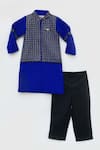 Shop_Fayon Kids_Blue Cotton Sequins, Embroidery Embellished Kurta And Nehru Jacket Set _Online_at_Aza_Fashions