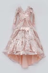 Fayon Kids_Peach Net Sequins Embroidered Gown _Online_at_Aza_Fashions