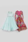 Buy_FAYON KIDS_Pink Silk Printed Floral Jacket And Lehenga Set_Online_at_Aza_Fashions