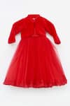 Buy_Fayon Kids_Red Net, Fur Embroidery Jacket And Gown Set _at_Aza_Fashions