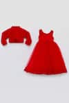 Shop_Fayon Kids_Red Net, Fur Embroidery Jacket And Gown Set _at_Aza_Fashions