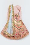 Buy_Fayon Kids_Peach Silk, Cotton, Net Embroidery Lehenga Set _at_Aza_Fashions
