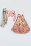 Fayon Kids_Peach Silk, Cotton, Net Embroidery Lehenga Set _Online_at_Aza_Fashions