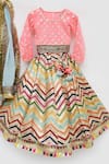 Shop_Fayon Kids_Pink Organza, Silk, Net Embroidery, Sequins, Tassels Lehenga Set _Online_at_Aza_Fashions
