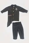 Fayon Kids_Black Cotton Silk Draped Kurta And Pant Set For Boys_Online_at_Aza_Fashions