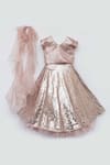 FAYON KIDS_Peach And Organza Embroidery Embellished Lehenga Set _Online_at_Aza_Fashions