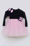 Buy_Fayon Kids_Black Velvet, Organza Bows Dress _at_Aza_Fashions