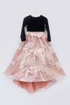 Buy_FAYON KIDS_Pink Velvet And Net Embroidery Sequin Lehenga Set _at_Aza_Fashions