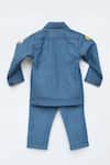 Shop_Fayon Kids_Blue Denim Piping Jacket And Pant Set _at_Aza_Fashions