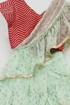 FAYON KIDS_Green Silk And Chiffon Embroidery Mukaish & Sequin Ruffle Saree With Blouse_Online_at_Aza_Fashions