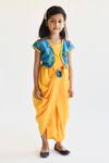 Buy_Fayon Kids_Yellow Dhoti Jumpsuit With Attached Jacket For Girls_at_Aza_Fashions