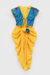 Fayon Kids_Yellow Dhoti Jumpsuit With Attached Jacket For Girls_Online_at_Aza_Fashions