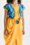 Shop_Fayon Kids_Yellow Dhoti Jumpsuit With Attached Jacket For Girls_Online_at_Aza_Fashions
