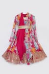 Buy_FAYON KIDS_Pink Georgette And Embroidery Floral & Sequin Anarkali With Dupatta_at_Aza_Fashions