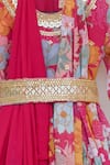 FAYON KIDS_Pink Georgette And Embroidery Floral & Sequin Anarkali With Dupatta_Online_at_Aza_Fashions