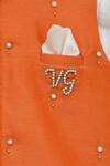 Buy_Fayon Kids_Orange Cotton, Silk Pearls Embellished Bundi Kurta Set _Online_at_Aza_Fashions