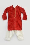 Buy_FAYON KIDS_Red And Silk Bandhej Kurta Salwar Set_at_Aza_Fashions