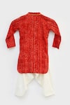 Shop_FAYON KIDS_Red And Silk Bandhej Kurta Salwar Set_at_Aza_Fashions