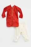 FAYON KIDS_Red And Silk Bandhej Kurta Salwar Set_Online_at_Aza_Fashions