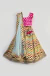 Buy_Fayon Kids_Pink Silk, Net, Organza Sequins, Embroidery, Lace Lehenga Set _at_Aza_Fashions
