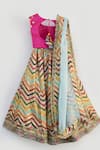 Shop_Fayon Kids_Pink Silk, Net, Organza Sequins, Embroidery, Lace Lehenga Set _at_Aza_Fashions