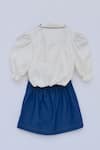 Buy_FAYON KIDS_White Cotton Silk And Denim Embroidery Thread Spread Collar Shirt & Skirt Set _Online_at_Aza_Fashions