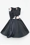 Buy Fayon Kids Black Taffeta, Silk Sequins Floral Motif Dress at Aza Fashions Buy_Fayon Kids_Black Taffeta, Silk Sequins Floral Motif Dress _at_Aza_Fashions