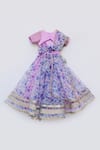Shop_FAYON KIDS_Purple Silk And Organza & Embroidery Floral & Sequin Lehenga Set_at_Aza_Fashions